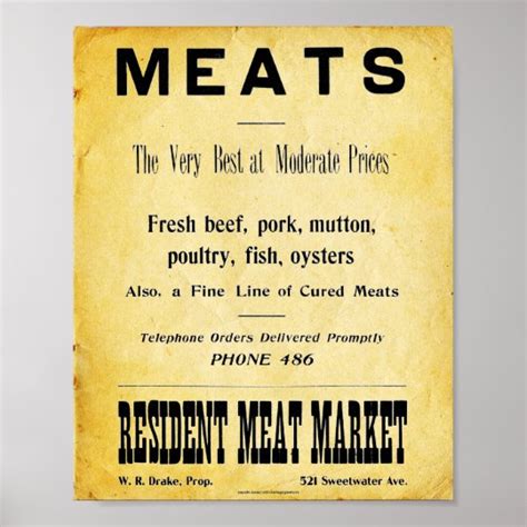 Vintage Butcher Shop Advertisement Sign | Zazzle.com