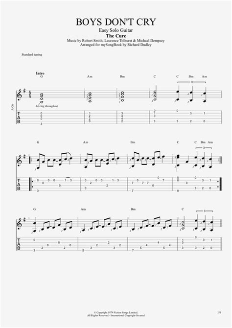 Boys Don't Cry by The Cure - Easy Solo Guitar Guitar Pro Tab | mySongBook.com