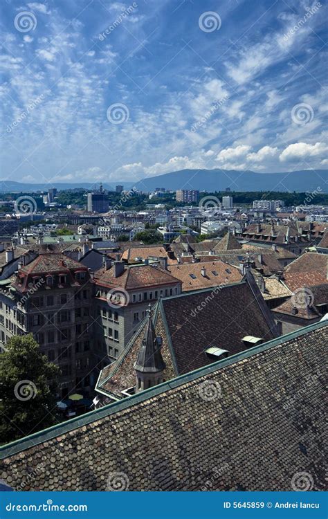 Geneva aerial view stock image. Image of roof, angle, tourism - 5645859