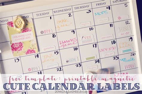 Bling out your calendar with these free printable magnetic calendar labels! Calendar Craft ...