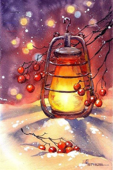 Aquarell Lampe - #christmascard | Watercolor christmas cards, Christmas watercolor, Christmas art