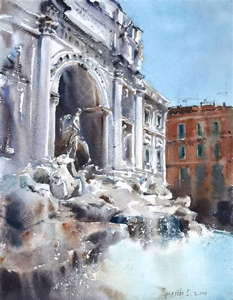 Fontana di Trevi, Roma Art Print | Рим, Акварель, Рим италия