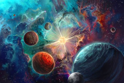 Colorful Cosmic Odyssey: HD Sci-Fi Space Wallpaper by Nolan Nasser