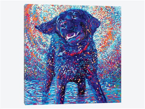 Black Labrador Art Print, Colorful Black Lab, Canvas Wall Art, Black Labrador Watercolor ...