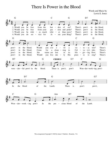 There Is Power in the Blood [lead sheet - G] Sheet music for Piano ...