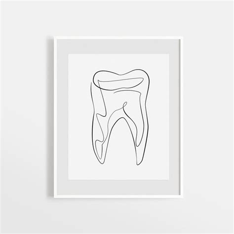 Abstract Dental Art Print, Printable Tooth Line Art, Dental Office ...