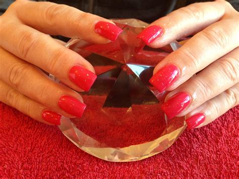 Acrylic nails with red gelux gel polish | Acrylic nails with… | Flickr