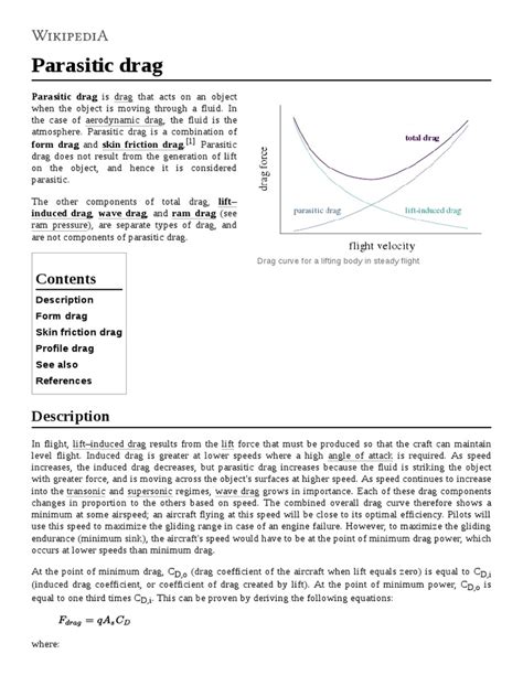 Parasitic Drag PDF | PDF | Drag (Physics) | Civil Engineering