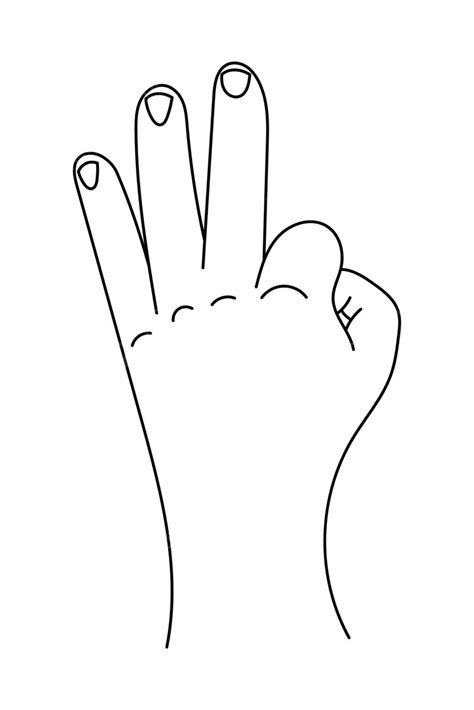 Hand Showing Number Three Sketch Illustration Vector Hand Vector Illustration Vector, Vector ...