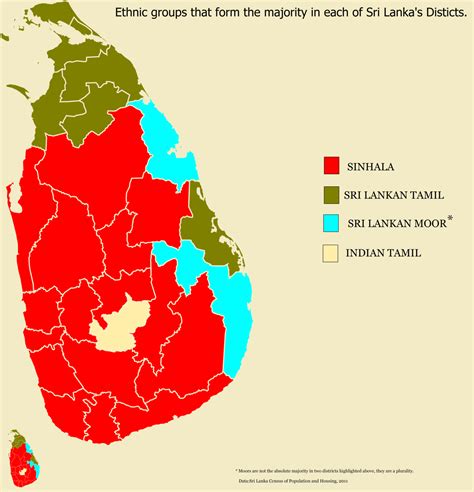 Sri Lanka: Ethnic groups that form the majority in... - Maps on the Web