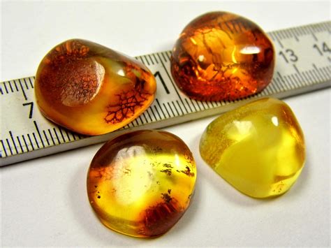 Lot of 4 Baltic Amber stone cabochon Natural genuine cognac / honey ...