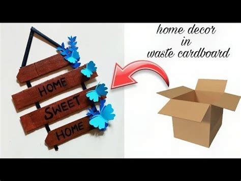 Wall hanging with cardboard | DIY || home sweet home cardboard craft simple and easy - YouTube ...