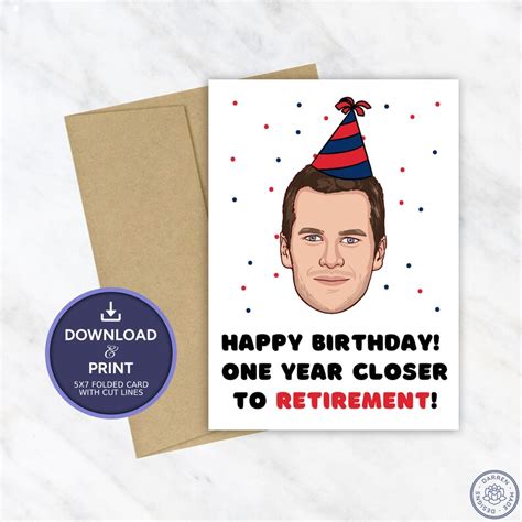 Tom Brady Birthday Card Printable Birthday Card New England Patriots ...