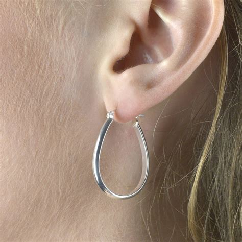 Pear Shaped Sterling Silver Hoop Earrings By The London Earring Company | notonthehighstreet.com