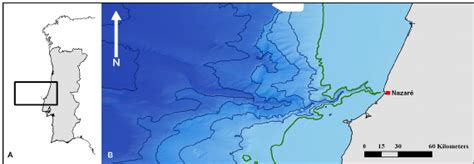 Nazare ́ Canyon. ( A ) Overview map of Portugal and the Nazar ́... | Download Scientific Diagram