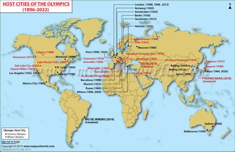 Olympic Games Host Cities, Map of Summer and Winter Olympic Host Cities