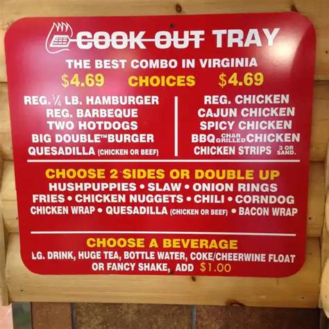 Cook-Out Menu, Menu for Cook-Out, Gastonia, Charlotte - Urbanspoon/Zomato