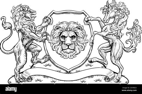 Heraldic lions flanking Stock Vector Images - Alamy