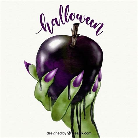 Witch holding a poisoned apple Vector | Free Download