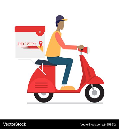 Delivery man riding motor bike Royalty Free Vector Image