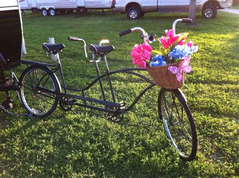 The Schwinn bicycle built for two that "pulls" the trailer.