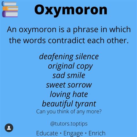 Literary devices- oxymoron | English vocabulary words learning, Good vocabulary words, English ...