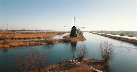 Aerial View to the Windmills at Kinderdijk , Netherlands 9582769 Stock Video at Vecteezy