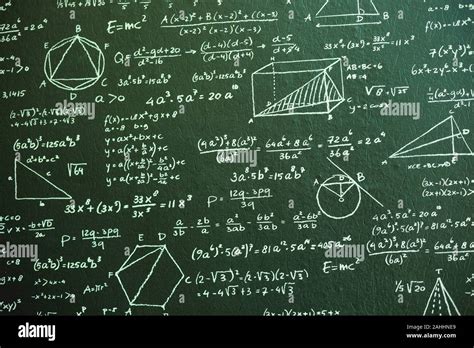 Math on dark green board with many solution Stock Photo - Alamy