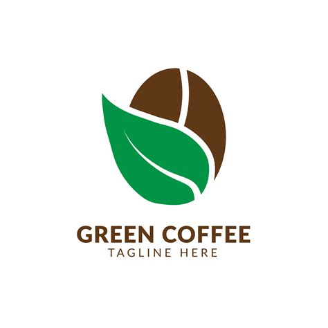 coffee beans logo with leaf for drink and food,coffee beans designs organic various icons green ...