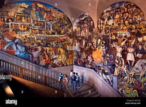 Mexico, Mexico City, National Palace, Palacio Nacional, Diego Rivera Stairwell Mural 'The ...