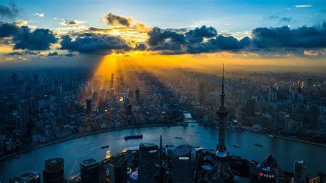 Beautiful, Shanghai, Cityscape, Sunrise, Aerial View, City wallpaper | travel and world ...