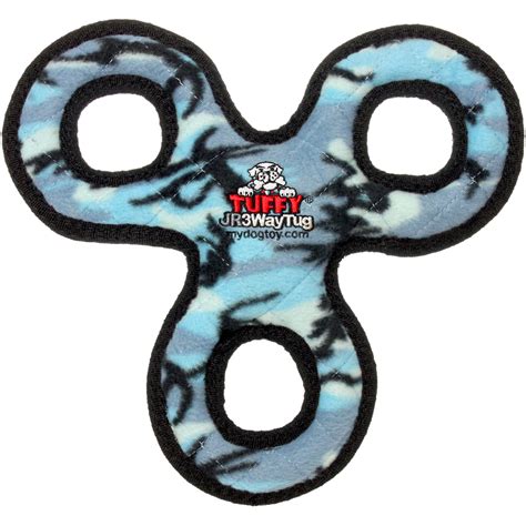 TUFFY® - World's Tuffest Soft Dog Toy - Junior 3 Way Tug - Camo Blue - Squeakers - Multiple ...