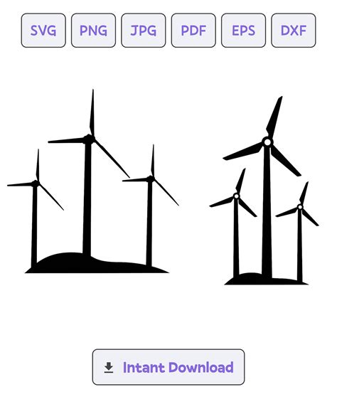 Wind Turbine Silhouette SVG, Svg, Wind Turbine Dxf, Eps, Wind Turbine ...