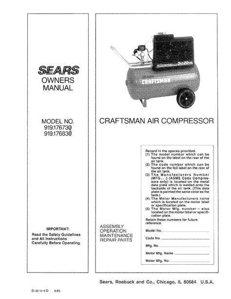 Parts Diagram For Craftsman Air Compressor | Reviewmotors.co