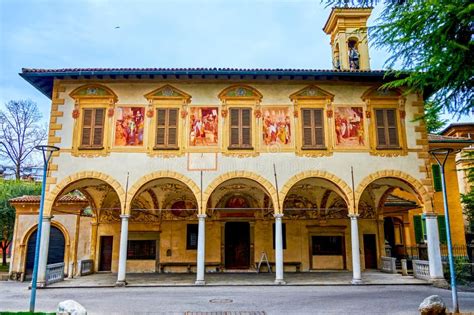 Arcaded Facade of Santa Maria Di Loreto Church, Lugano, Switzerland Stock Image - Image of ...