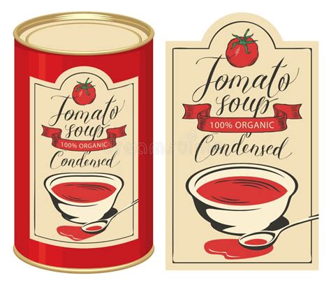 Illustration of a Tin Can with Label Tomato Soup Stock Vector - Illustration of prepared, closed ...