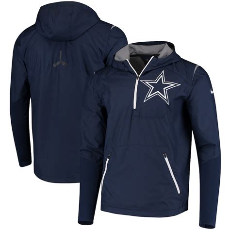 Men's Dallas Cowboys Nike Navy Sideline Fly Rush Half-Zip Pullover Jacket