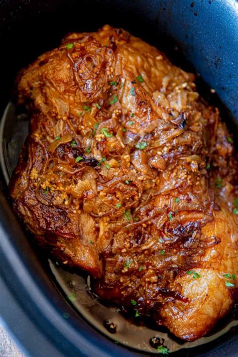 Slow Cooker Beer Onion Brisket Recipe - Dinner, then Dessert