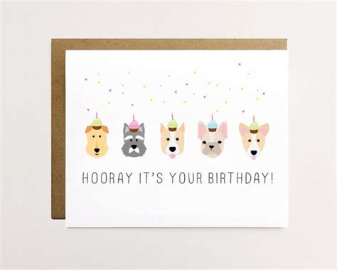 Dog Birthday Card Cute Birthday Card Dog Greeting Card Dog - Etsy