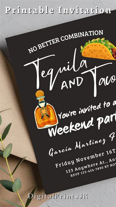 Taco and Tequila Party Tacos and Tequila Invitation Tacos - Etsy