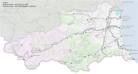 Carte des Pyrénées-Orientales - Pyrénées-Orientales carte du département 66