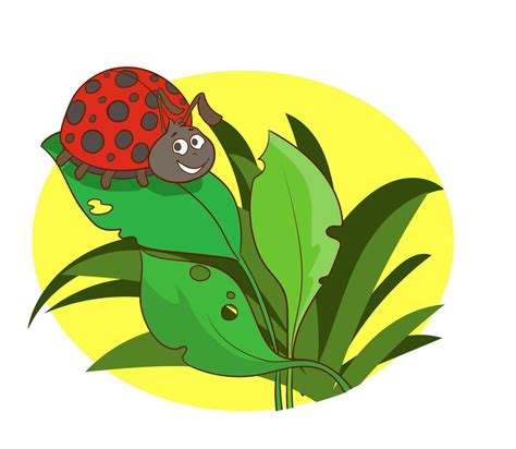 cartoon illustration of ladybug on leaf. 12485451 Vector Art at Vecteezy