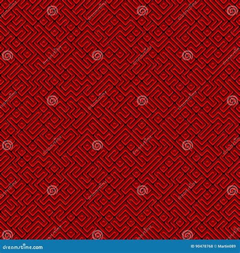 Abstract Seamless Red Maze Pattern Stock Illustration - Illustration of ...