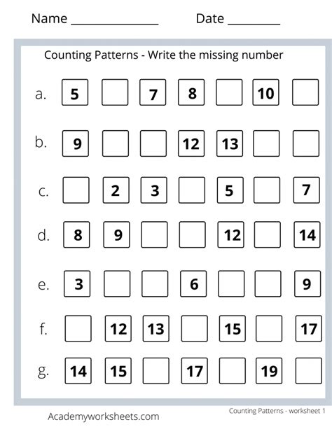 Counting Patterns Worksheets