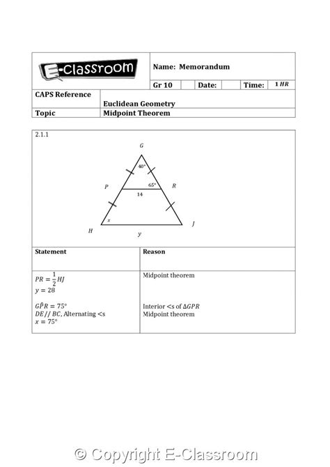 Grade 10: Mathematics - Term 2 - Euclidean Geometry - E-Classroom