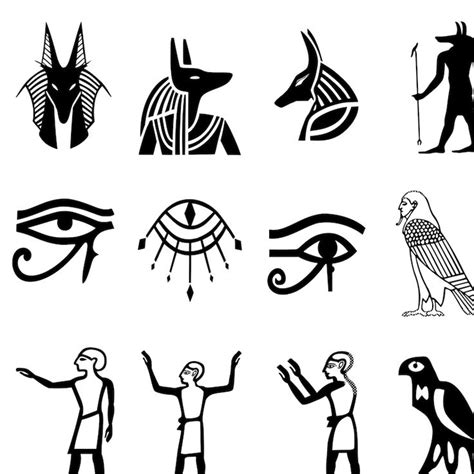 Egyptian Hieroglyphics Set 44 Separated SVG Designs, Including Anubis, Osiris, Horus, Eye of ...