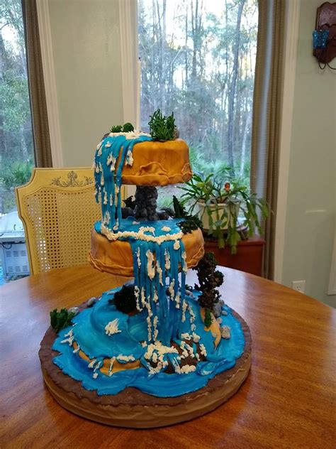 Assembling a Waterfall Landscape Cake – Yeners Way