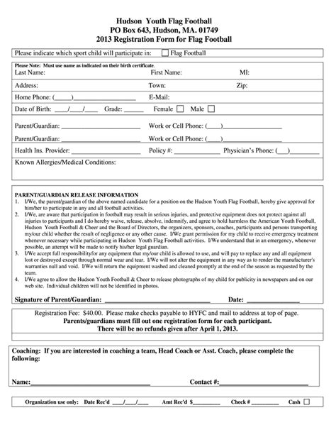 Free youth football registration form template: Fill out & sign online ...