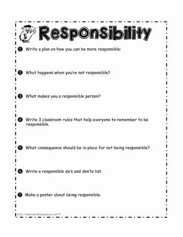 Responsibility In Recovery Worksheets