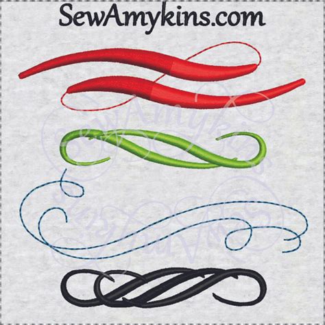 Swirl Flourish Embellishment Decorative embroidery design digitized 12 files - SewAmykins